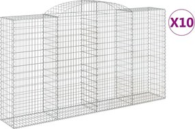 vidaXL Coșuri gabion arcuite 10 buc, 300x50x160/180cm, fier galvanizat