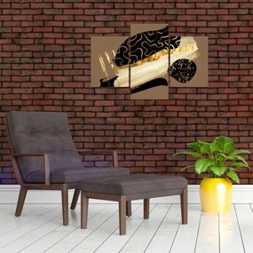 Tablou - Abstracție maro auriu N⁰3 (90x60 cm)