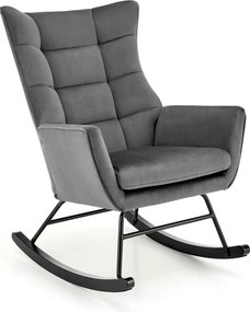 Scaun balansoar tapitat BAZALTO, gri/negru, stofa catifelata, 70x90x92