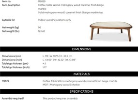 Masuta de cafea LUX, Marmura, Lemn, Wilma