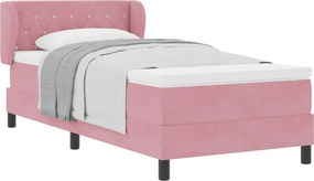 vidaXL Pat cu arcuri cu saltea cu headboard Roz 100 x 200 cm Catifea