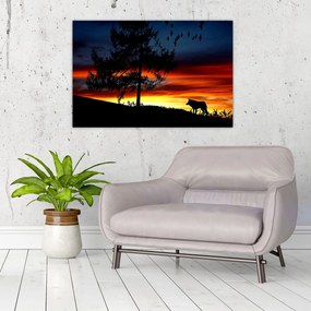 Tablou - Silueta unui lup (90x60 cm)