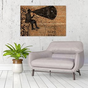 Tablou - Barbat cu biciclete stil Bansky (90x60 cm)