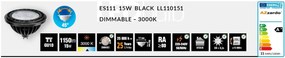 Bec LED dimabil ES111 BULB negru 15W 3000K