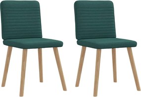 vidaXL Scaune de bucătărie, 2 buc., verde închis, material textil