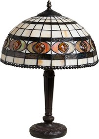 Lampa de masa din metal, cu abajur din sticla vitrata , "Vitralia"