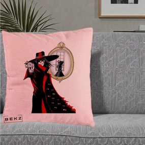 Perna Personalizata Hellsing Alucard cu Pistoale, 40x40 cm, Roz, Husa Detasabila, Perna Inclusa, BEKZ®