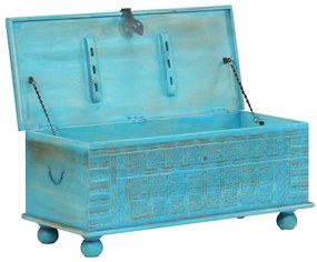 246479 vidaXL Cufăr de depozitare, lemn masiv de mango, albastru 100x40x41 cm