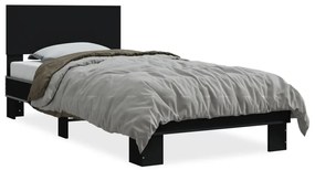 845802 vidaXL Cadru de pat, negru, 100x200 cm, lemn prelucrat și metal