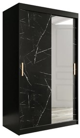 Dulap de haine 120 cm Marbelo T2 (mat negru + marmură neagră). 1064585