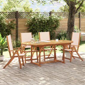 3279272 vidaXL Set mobilier de grădină, 5 piese, lemn masiv acacia/textilenă