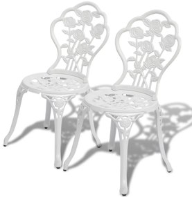 Set mobilier de bistro, 3 piese, alb, aluminiu turnat