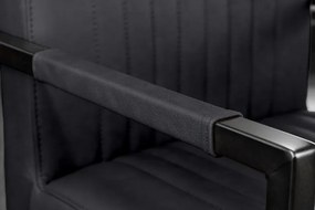 Scaun cu brate design retro Big Aston piele naturala neagra