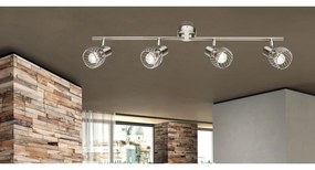 Plafoniera cu 4 spoturi design industrial TEXAS nichel, crom