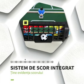HOMCOM Masă de Fotbal cu 2 Panouri de Scor, din Lemn, Oțel Inoxidabil și Plastic, 86.5x43.5x63 cm, Multicolor | Aosom Romania