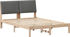 vidaXL Cadru de pat Gri închis 140 x 200 cm Lemn de pin masiv