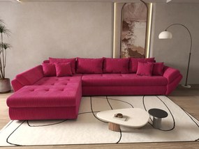 Colțar extensibil dumonde cu ladă de depozitare si sezut confortabil din spuma high-density, Loana XL Zoom Rosu 335x185 cm