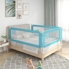 Balustrada de protectie pat copii, albastru, 120x25 cm, textil 1, Albastru, 120 x 25 cm