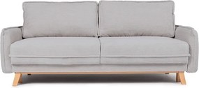 Canapea gri deschis extensibilă/cu spațiu de depozitare cu tapițerie din catifea reiată 218 cm Tori – Bonami Selection