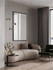 Lustra cu 3 pendule LED, Metal, Negru, Sticla, JAILYN