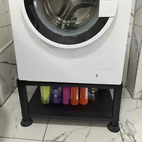 Suport metalic pentru mașină de spălat și uscăto,culoare negru,