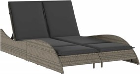 vidaXL Șezlong cu perne, gri, 114x205x73 cm, poliratan