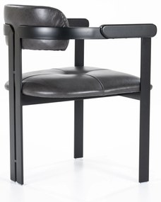 Scaun Morris din piele si metal negru