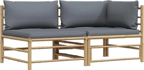vidaXL Set mobilier de grădină cu perne gri închis, 2 piese, bambus