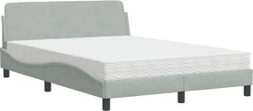 vidaXL Pat cu saltea, Dover, gri deschis, 140x200 cm, catifea