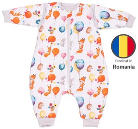 Sac de dormit copii din bumbac cu picioare si maneci detasabile 6-18 luni Kidizi Baloon Friends, 1 tog