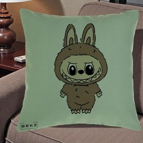 Perna Personalizata Labubu Maro Natural Solo, 40x40 cm, Verde, Husa Detasabila, Perna Inclusa, BEKZ®