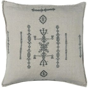 IB Laursen Husa de perna decorativa din in GREY 50x50 cm, gri cu broderie