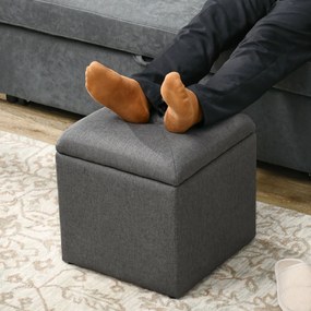 HOMCOM Bancă cu Spațiu de Depozitare Tip Ottoman, Tapițată cu Țesătură Respirabilă, 39x39x39 cm, Gri | Aosom Romania