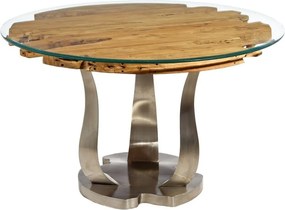 Masa design industrial-vintage cu blat din lemn de tec reciclat, Dexter 130cm DZ-94928