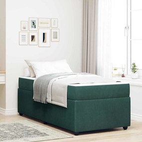 vidaXL Cadru de pat cu saltea Altele Verde închis 80 x 200 cm Catifea