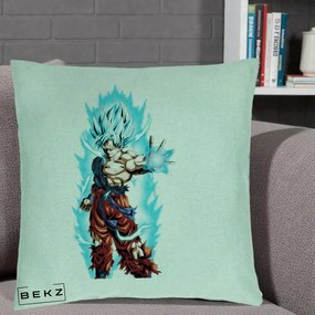 Perna Personalizata Dragon Ball Goku Ultra Instinct Blue, 40x40 cm, Verde Menta, Husa Detasabila, Perna Inclusa, BEKZ®