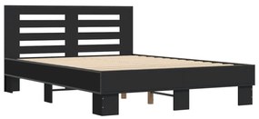 3280117 vidaXL Cadru de pat, negru, 120x190 cm, lemn prelucrat și metal
