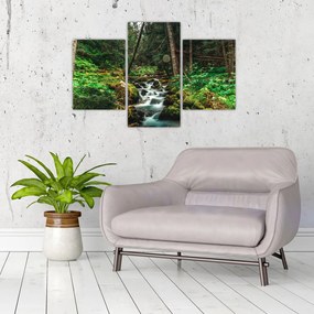 Tablou cu pârău în pădure (90x60 cm)