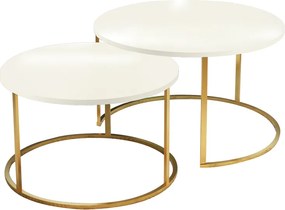 Set 2 Masuta Cafea Solitas Finisaj Bej, Picioare Aurii