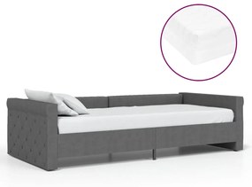 3080333 vidaXL Pat de zi cu saltea și USB, gri închis, 90x200 cm, textil