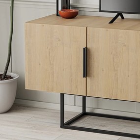 Masă TV în culoare naturală cu aspect de lemn de stejar 140x55 cm Titan – Marckeric