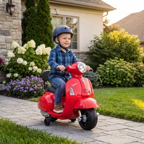 AIYAPLAY Motocicletă Electrică pentru Copii Mini Vespa Gts 7,2 V, 1,5-3 Ani, Roșie | Aosom Romania