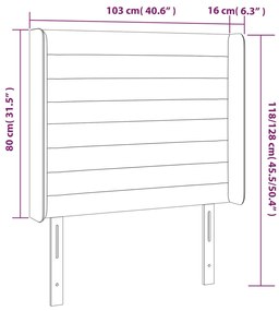 Tablie de pat cu aripioare gri inchis 103x16x118 128 cm catifea 1, Morke gra, 103 x 16 x 118 128 cm