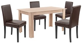 Set de masă Leon 4+1, stejar Sonoma-maro
