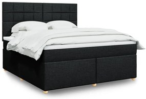 vidaXL Pat box spring cu saltea, negru, 180x200 cm, catifea