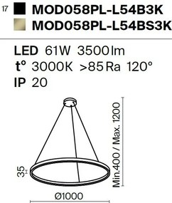 Lustra LED suspendata design modern Rim alama 100cm, 3000K