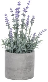 Lavanda artificială în ghiveci, gri, 10 x 10 x 21cm