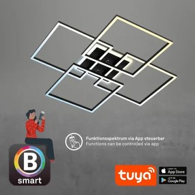 Brilo - Plafonieră LED dimabilă FRAME 50W/230V Wi-Fi Tuya + telecomandă 72,4x72,4cm negru