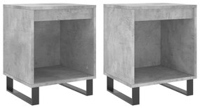 830741 vidaXL Noptiere, 2 buc., gri beton, 40x35x50 cm, lemn compozit