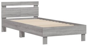 838531 vidaXL Cadru de pat cu tăblie gri sonoma 100x200 cm lemn prelucrat